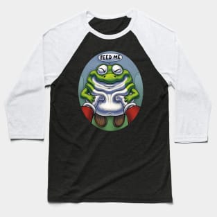 Hungry Baby Dinosaur sidekick. Feed Me. 16bit retro game Dino hero of Dinosaur Land. Baseball T-Shirt